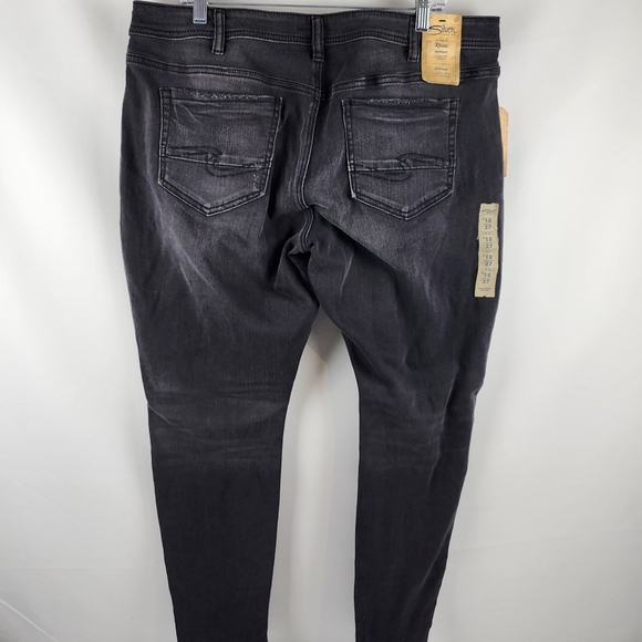 Silver Jeans Women SZ18/L27 Black Kenni Girlfriend Skinny Leg Mid Rise Denim NWT - Picture 7 of 14